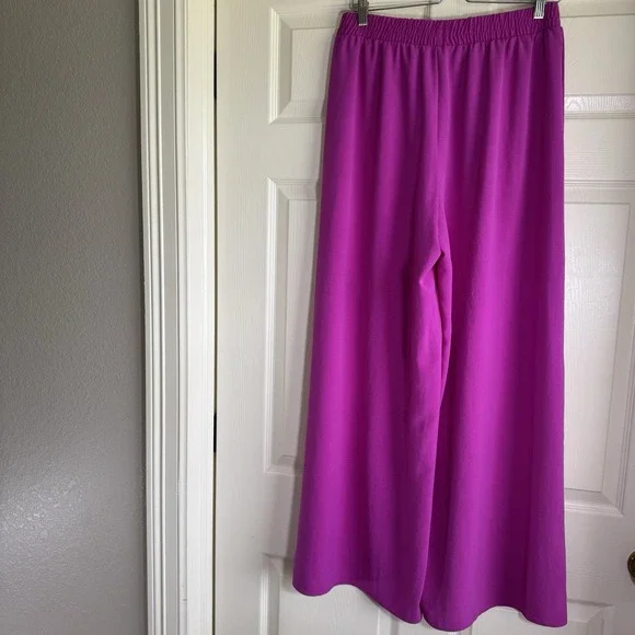 ZARA Women's Wide Leg High Rise Palazzo Pink Trousers Size XL - Picture 10 of 11